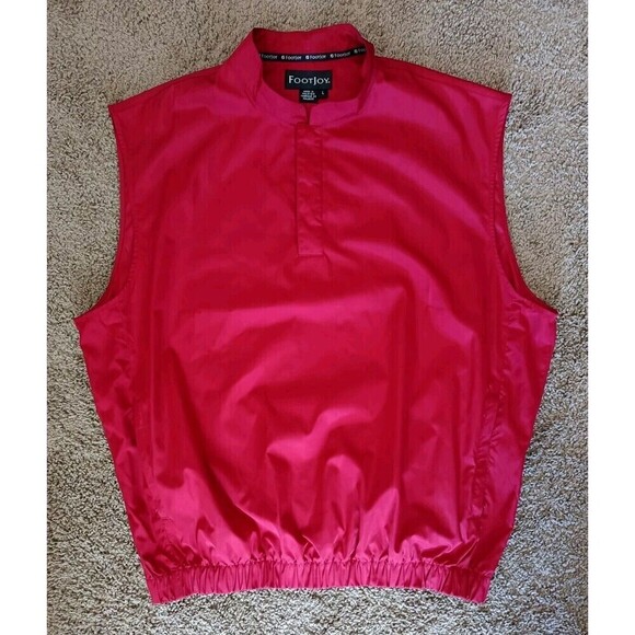Vintage Footjoy Pullover Golf Vest Men's Size Large Red Sleeveless - Picture 1 of 8